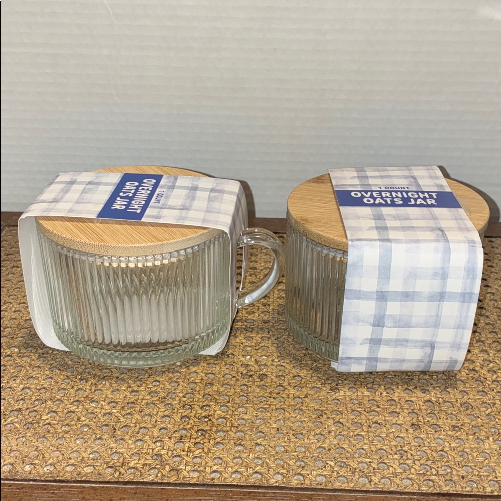 Glass Overnight Oats Jars with Wooden Lids